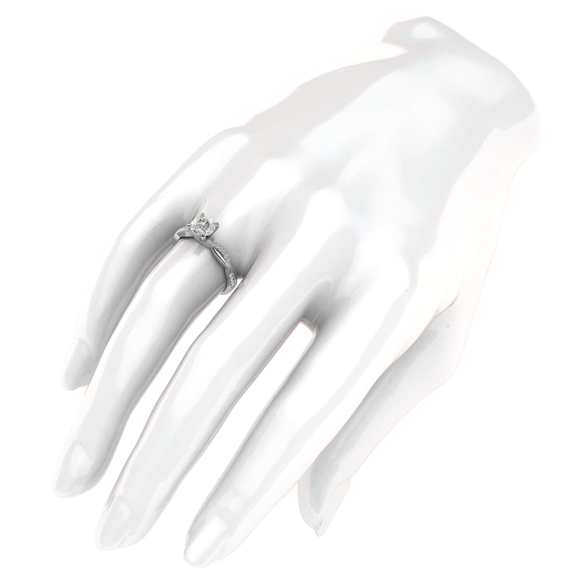 10k White Gold 4-Prong Petite Twisted Vine 1.0 CT Genuine Moissanite Engagement Ring Promise Bridal Ring (9.5)