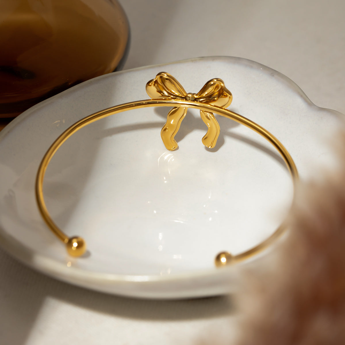 Gold Ribbon Bow Cuff Bangle Bracelet: Elevate Your Style