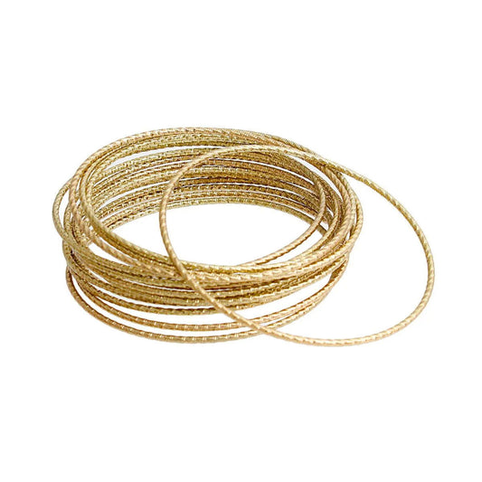 14 Piece Gold Tone Cut Stacking Skinny Bangles Jewelry Bubble