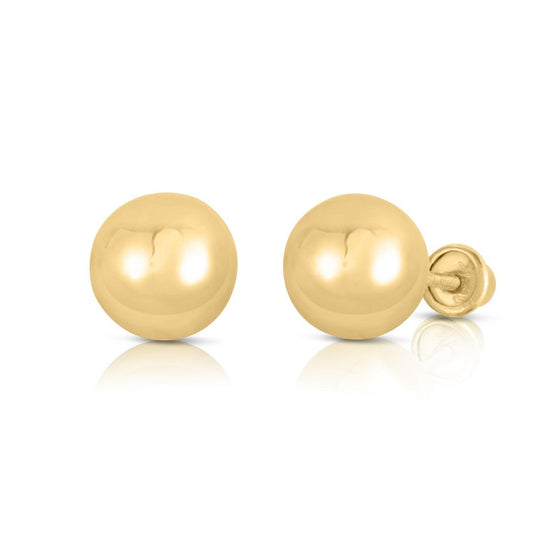 14k Yellow Gold Ball Stud Earrings with Secure Screw-backs (8mm)…