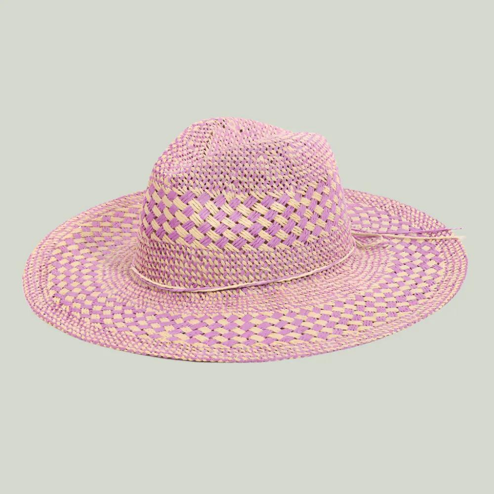 Checkered Straw Weave Sun Hat: Stylish Sun Protection