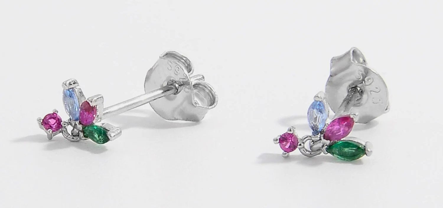 925 Sterling Silver Inlaid Zircon Earrings - Captivating Gemstone Studs