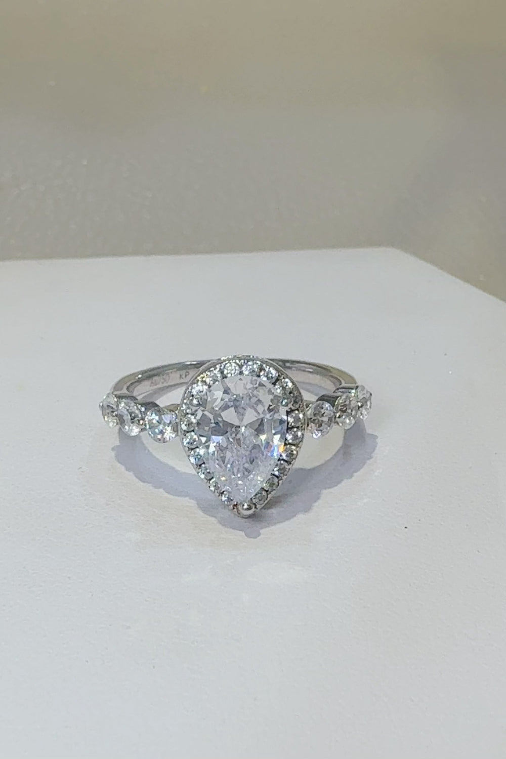 Pear-Shaped Moissanite Sterling Silver Ring Trendsi