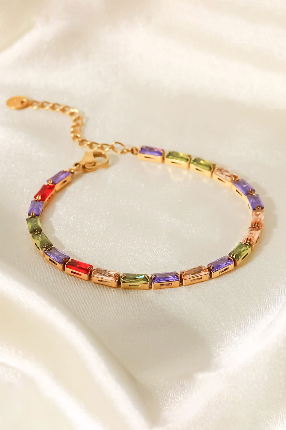 18K Gold Plated Multicolor Cubic Zirconia Bracelet Jewelry Bubble