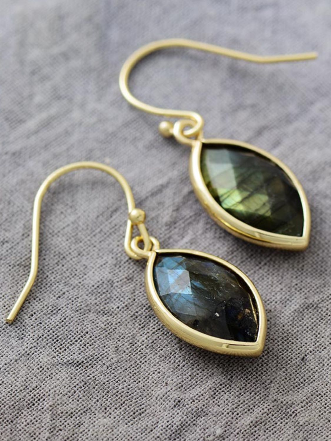 Faceted Drop Labradorite Earrings Gold Plated for Women: Highlight the Beauty of Aztec Vibes