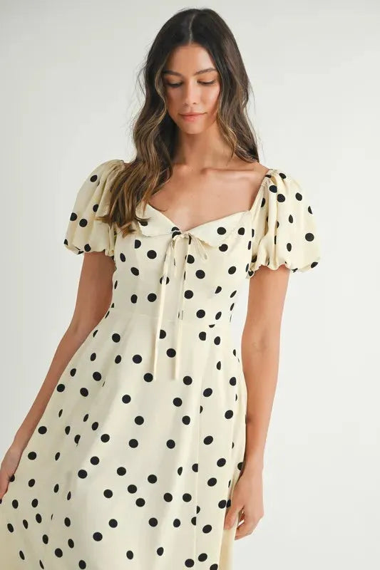 Timeless Polka Dot Puff Sleeve Midi Dress for Every Occasion