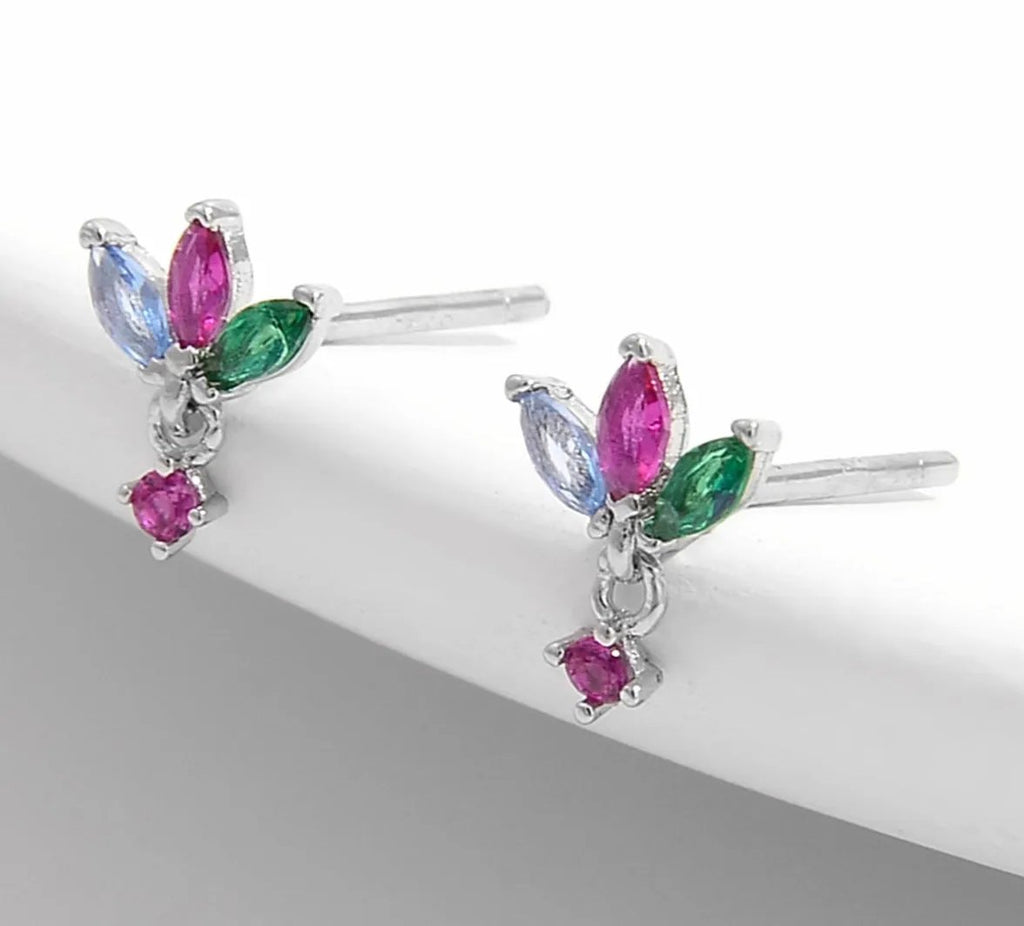 925 Sterling Silver Inlaid Zircon Earrings - Captivating Gemstone Studs
