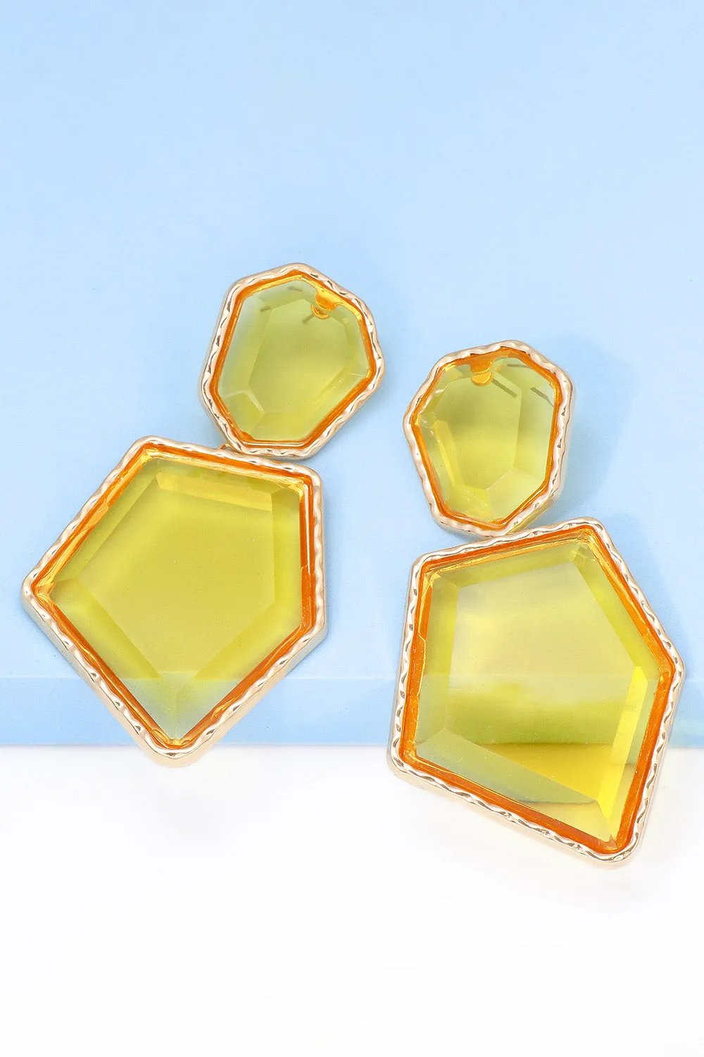 Framed Geometric Resin Drop Earrings