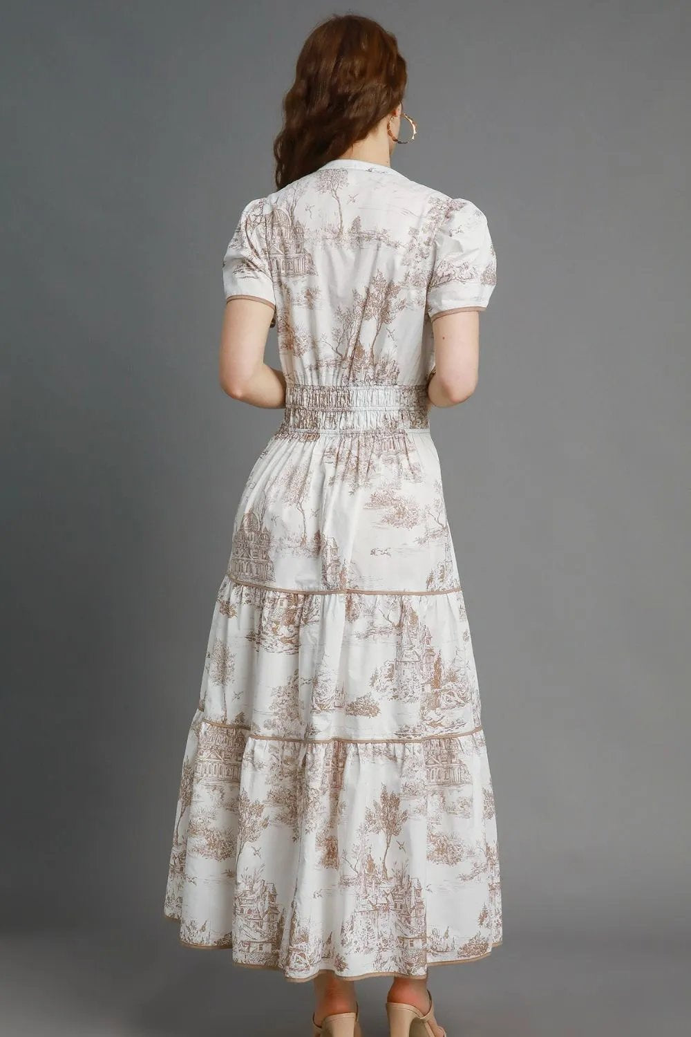 Stylish Landscape Print Tiered Maxi Dress: Perfect for Summer Elegance