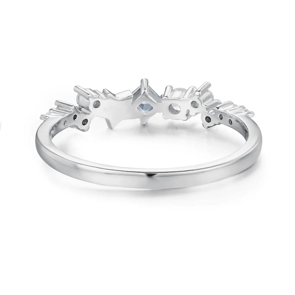 Celestial Star Inlaid Zircon Ring in Sterling Silver
