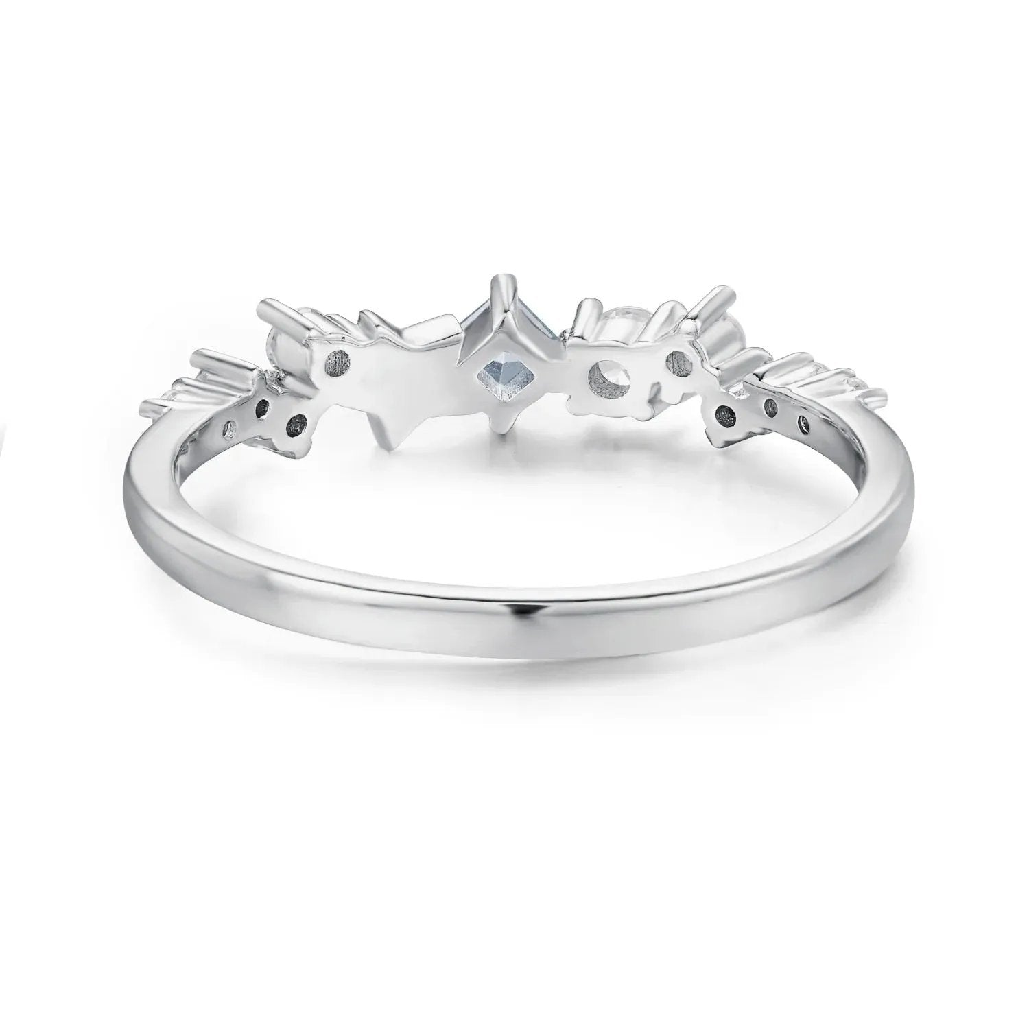 Celestial Star Inlaid Zircon Ring in Sterling Silver