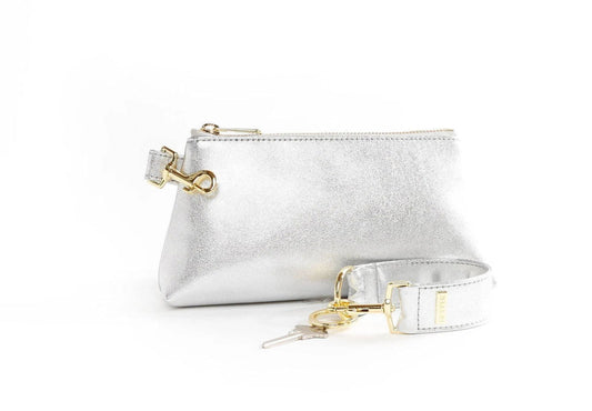 2-Piece Leather Wristlet Set Silver Jewelry Bubble