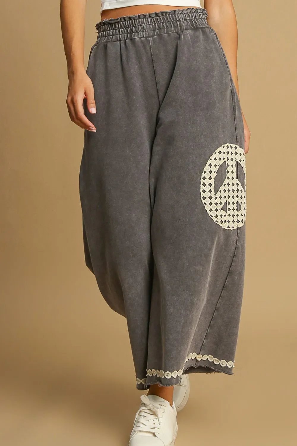 Lace Applique Wide Leg Pants for Women
