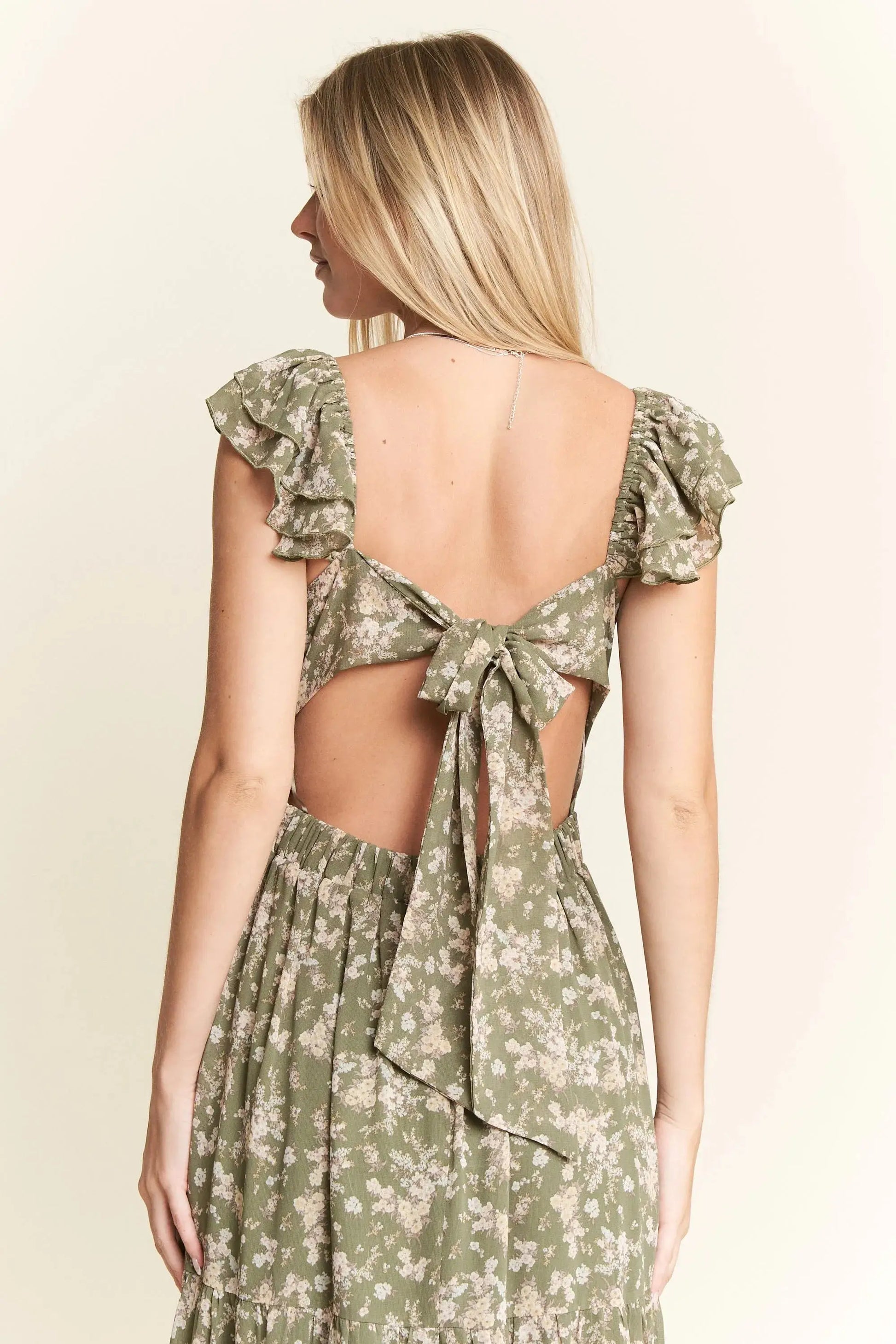 Jade By Jane Ruffle Sleeve Tiered Maxi Dress Jewelry Bubble