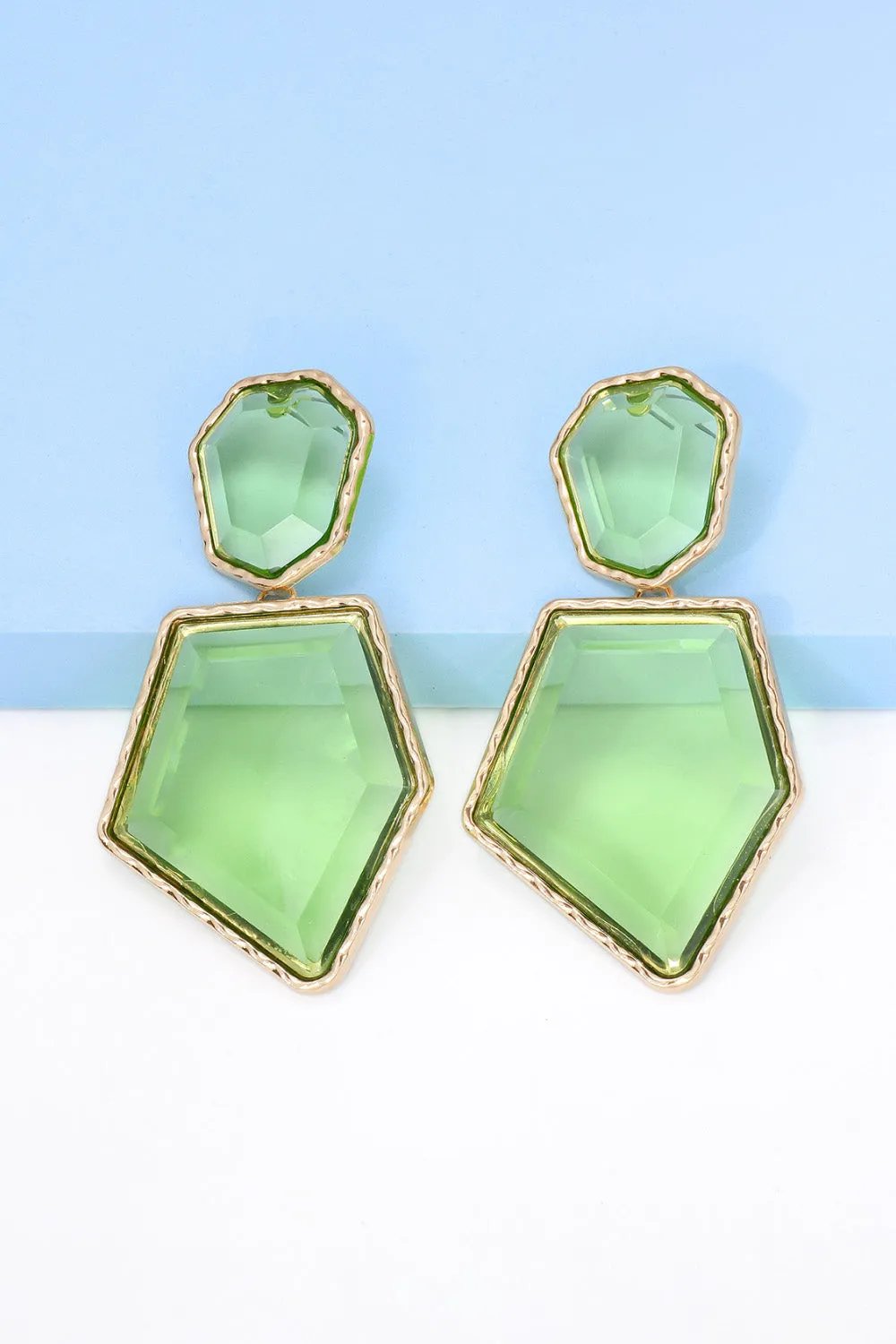 Framed Geometric Resin Drop Earrings