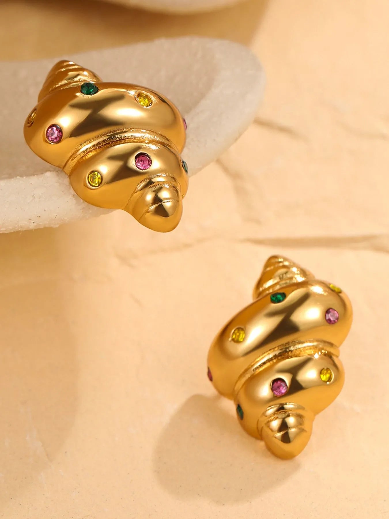 Gold Plated Earrings 18K Stainless Steel Zircon Studs