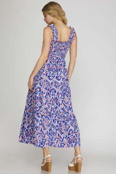 Smocked Printed Wide Strap Tiered Dress - Cute, Comfy and Perfect for Any Occasion Trendsi