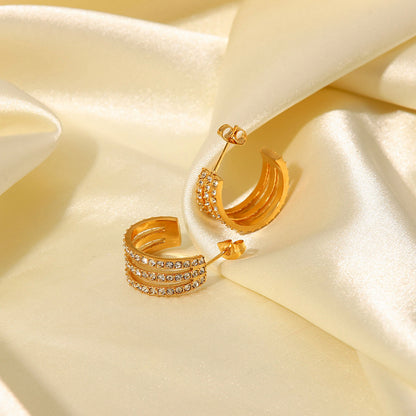 Crystal C Hoop Gold Earrings: Shine Bright Fashion Jewelry