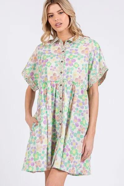 Floral Babydoll Short Sleeves Multicolor Dress – Perfect for Every Occasion
