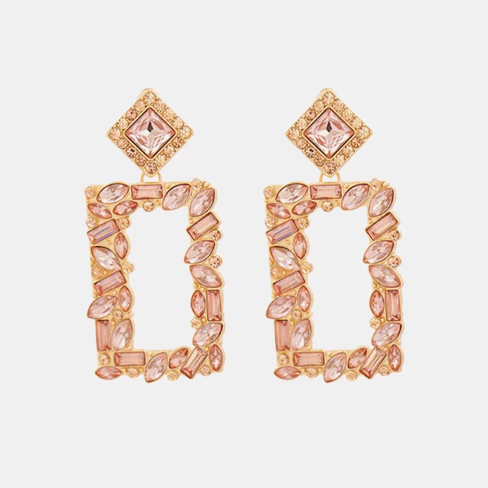 Rectangular Crystal Drop Earrings – Bold and Vibrant Statement Jewelry