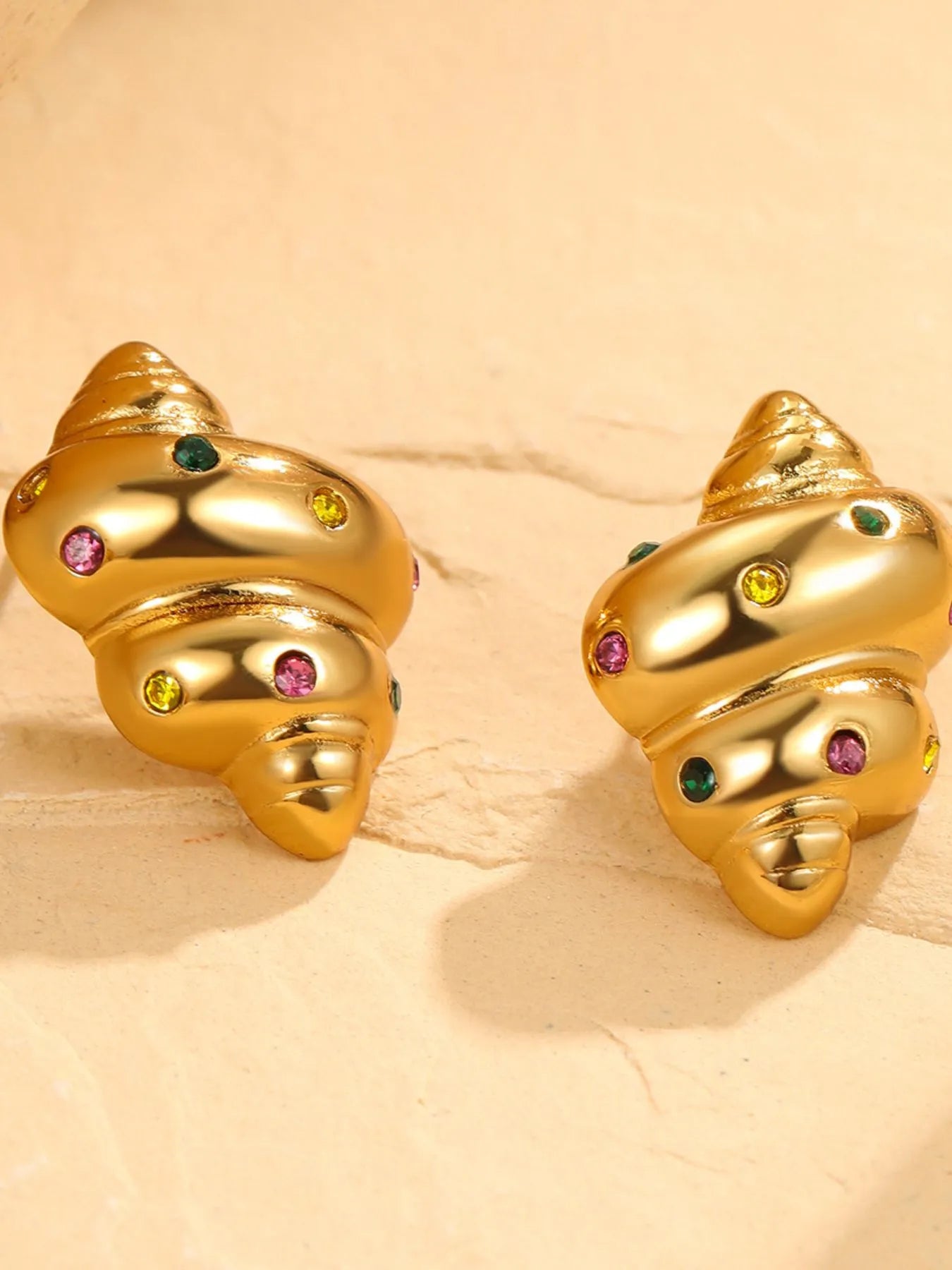 Gold Plated Earrings 18K Stainless Steel Zircon Studs
