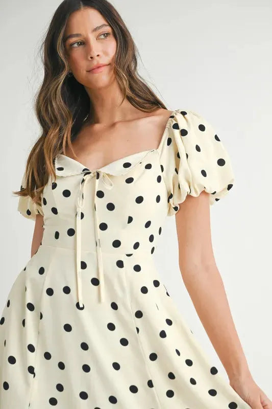 Timeless Polka Dot Puff Sleeve Midi Dress for Every Occasion