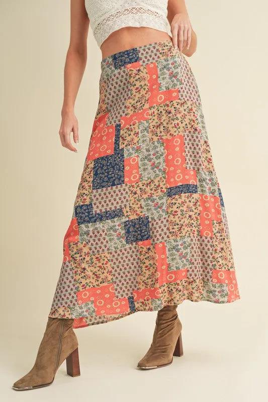 Stylish Printed Maxi Skirt: Elevate Your Wardrobe with Bold Patterns in Tan/Orange