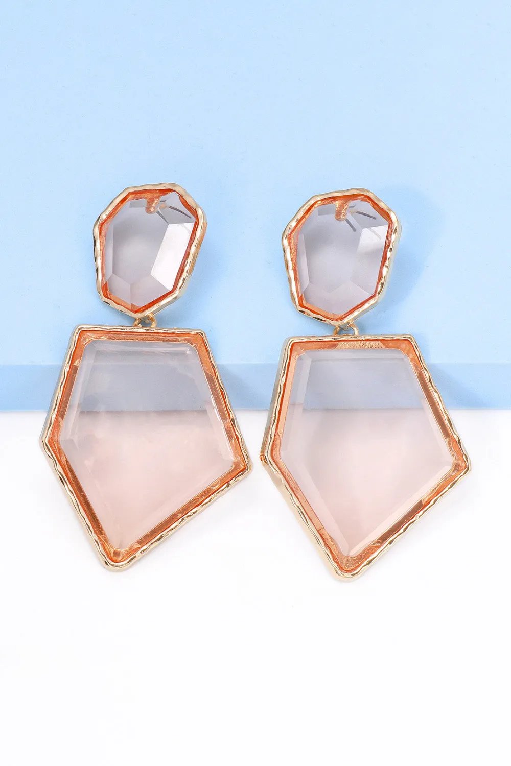 Framed Geometric Resin Drop Earrings