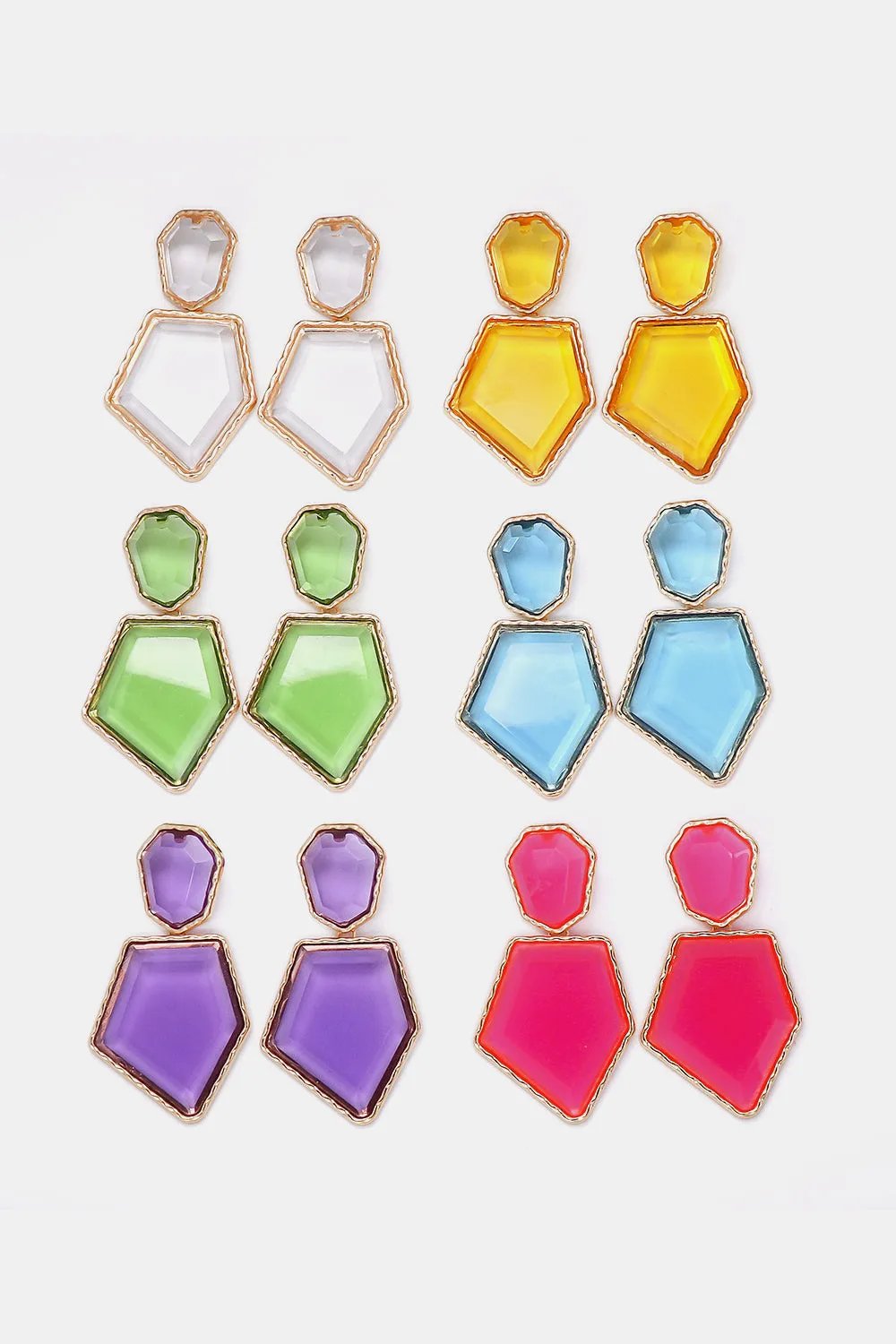 Framed Geometric Resin Drop Earrings