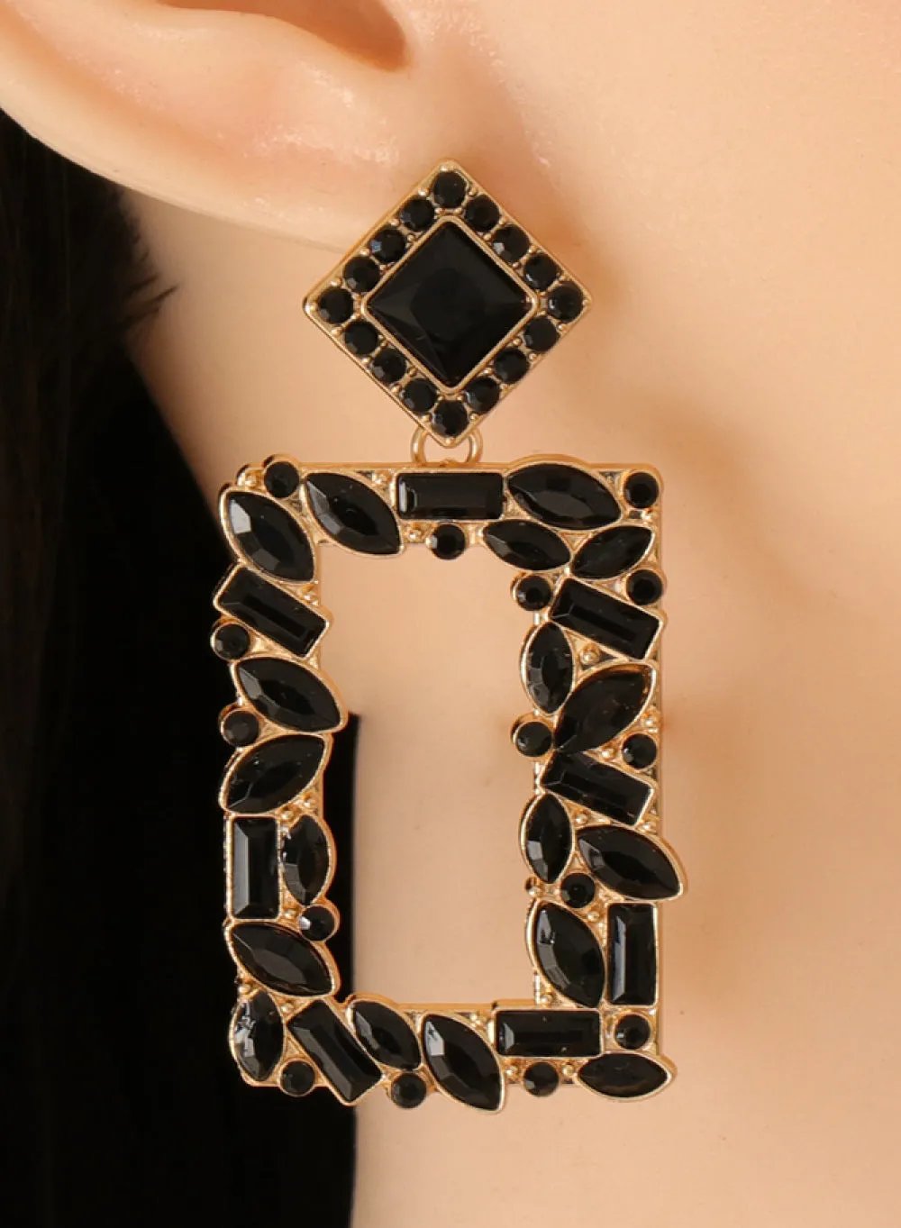 Rectangular Crystal Drop Earrings – Bold and Vibrant Statement Jewelry
