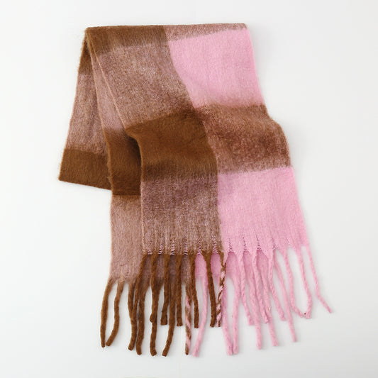 Elevate Your Style with the Fringe Contrast Plaid Scarf