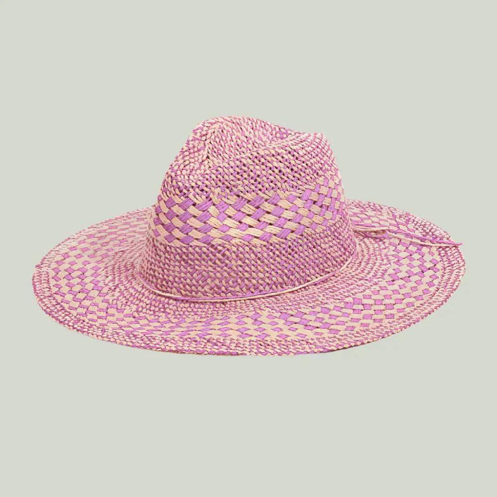 Checkered Straw Weave Sun Hat: Stylish Sun Protection