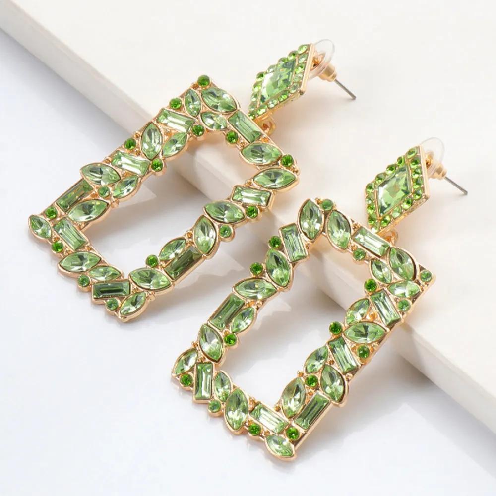 Rectangular Crystal Drop Earrings – Bold and Vibrant Statement Jewelry