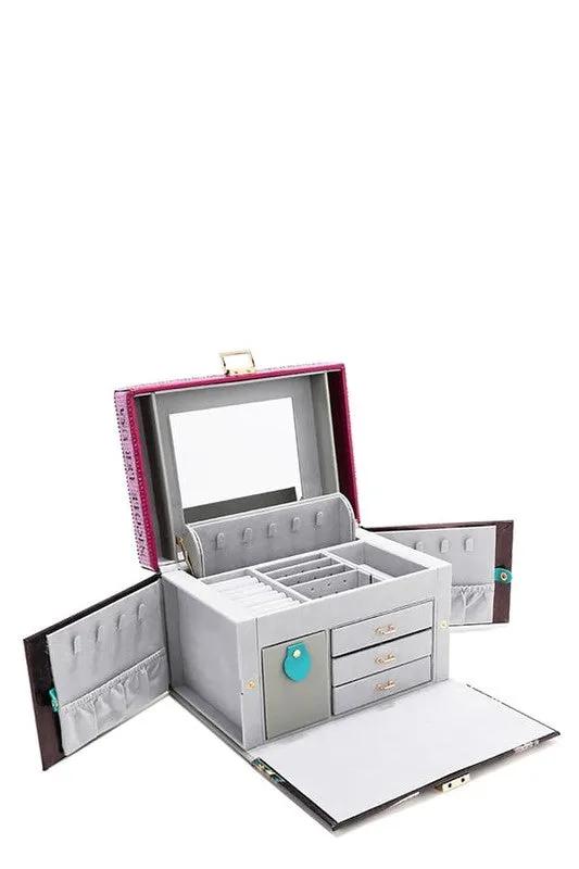 Nicole Lee USA Rhinestone Jewelry Box - Luxury Vegan Leather Organizer