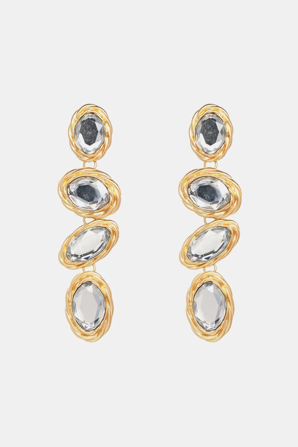 Jewel Tone Resin Statement Earrings with Gold-Twisted Frames