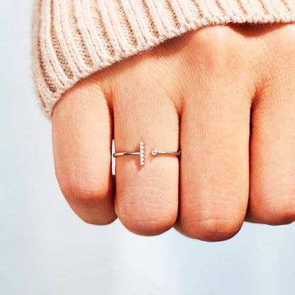 Dainty T shaped Friendship Ring Minimalist Design for Women