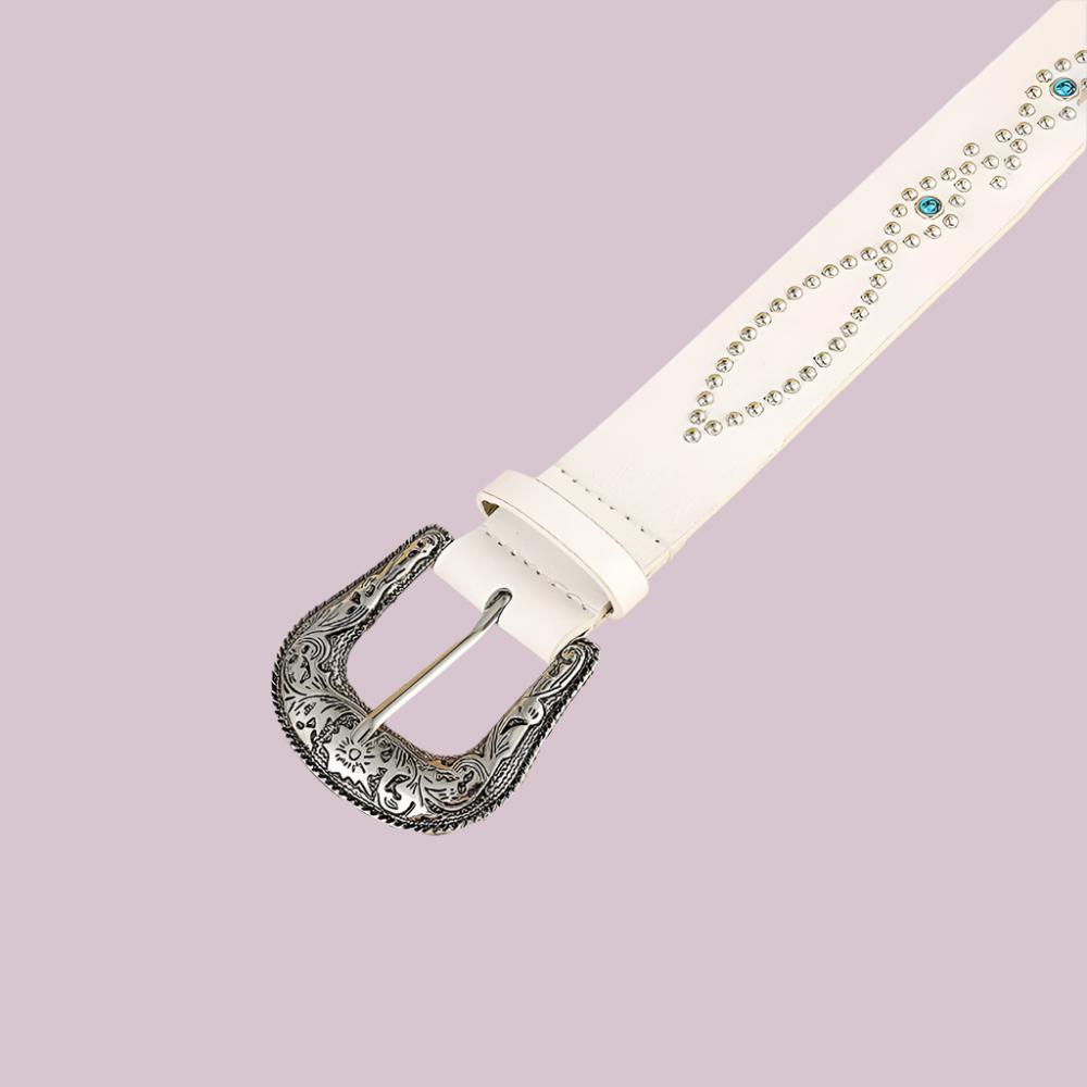 Rhinestone Faux Leather Belt for Women