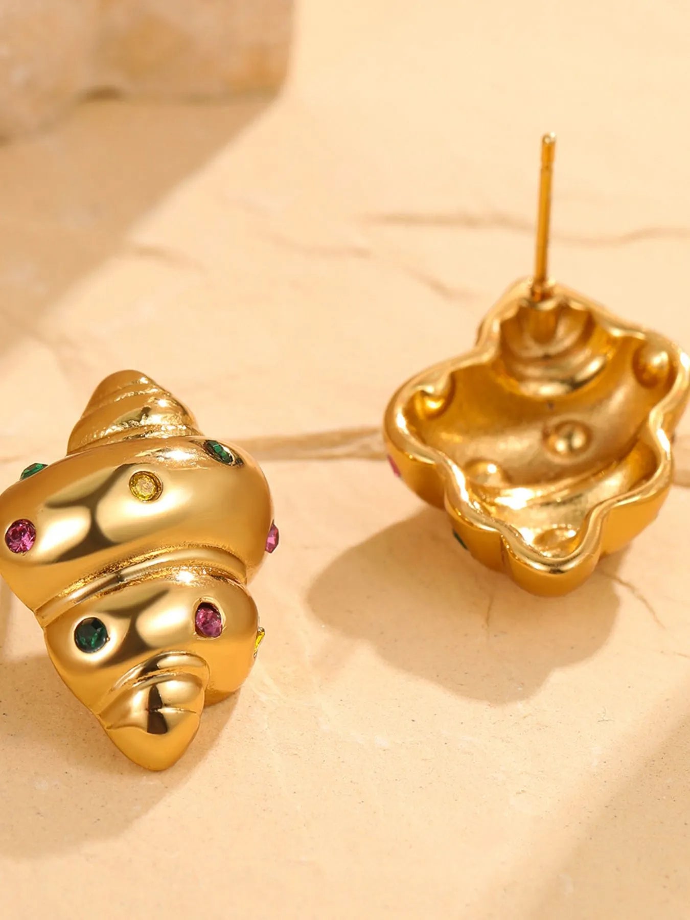 Gold Plated Earrings 18K Stainless Steel Zircon Studs