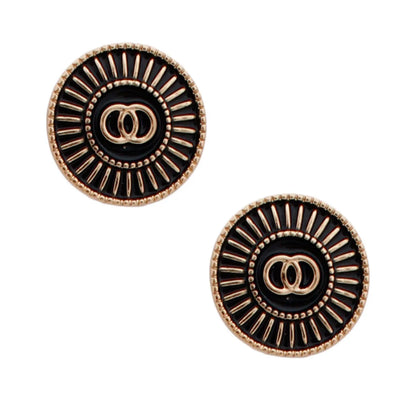 Elegant Ra Burst Stud Earrings in Black/Gold for Chic Style