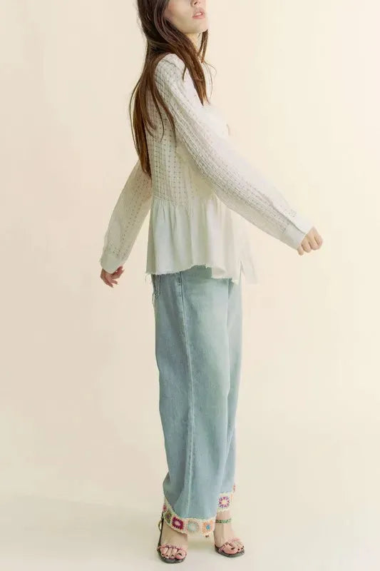Garment Washed Jacquard Button Front Shirt: Timeless Elegance