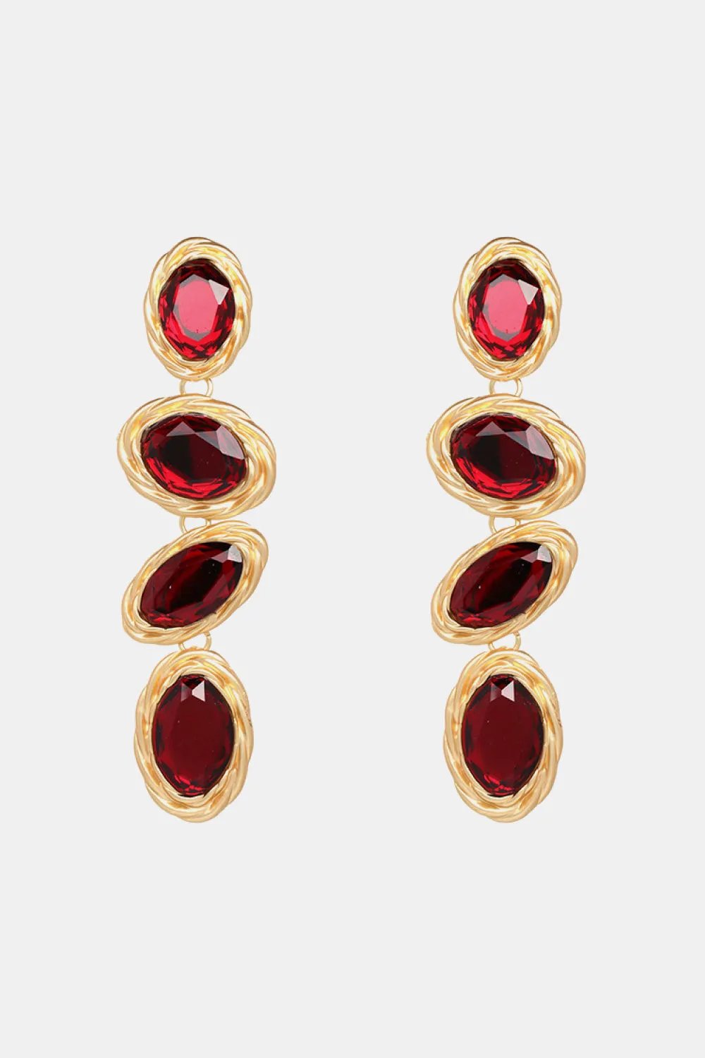 Jewel Tone Resin Statement Earrings with Gold-Twisted Frames