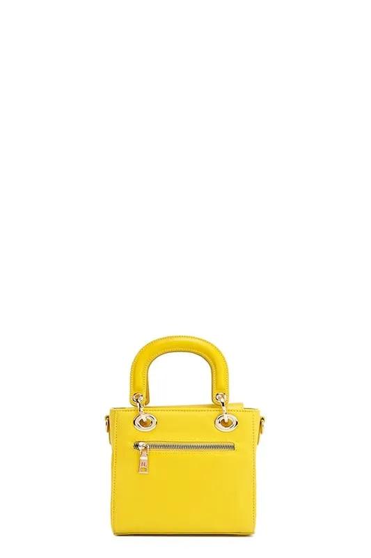 Nicole Lee Structured Mini Handbag with Embroidered Patches