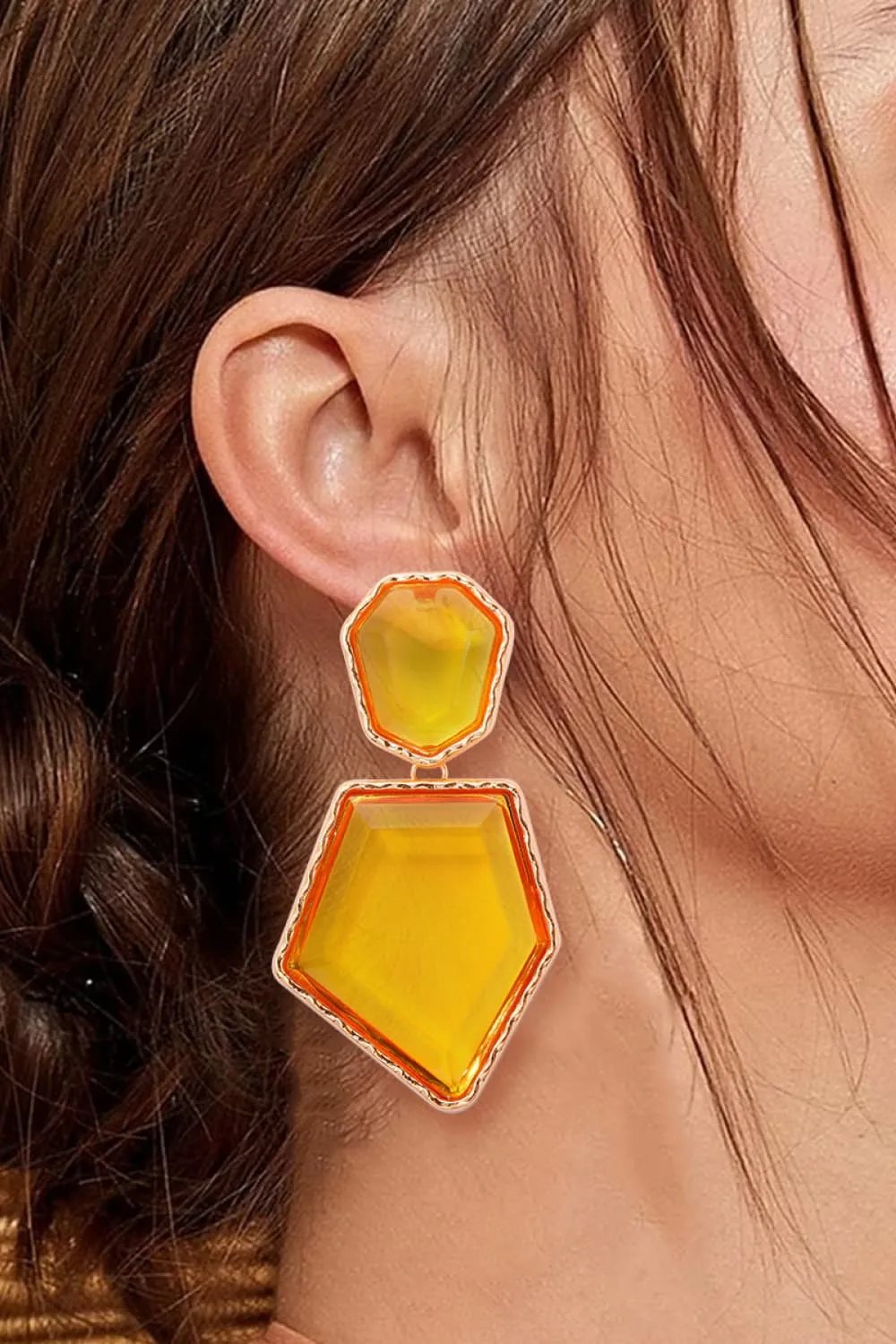 Framed Geometric Resin Drop Earrings