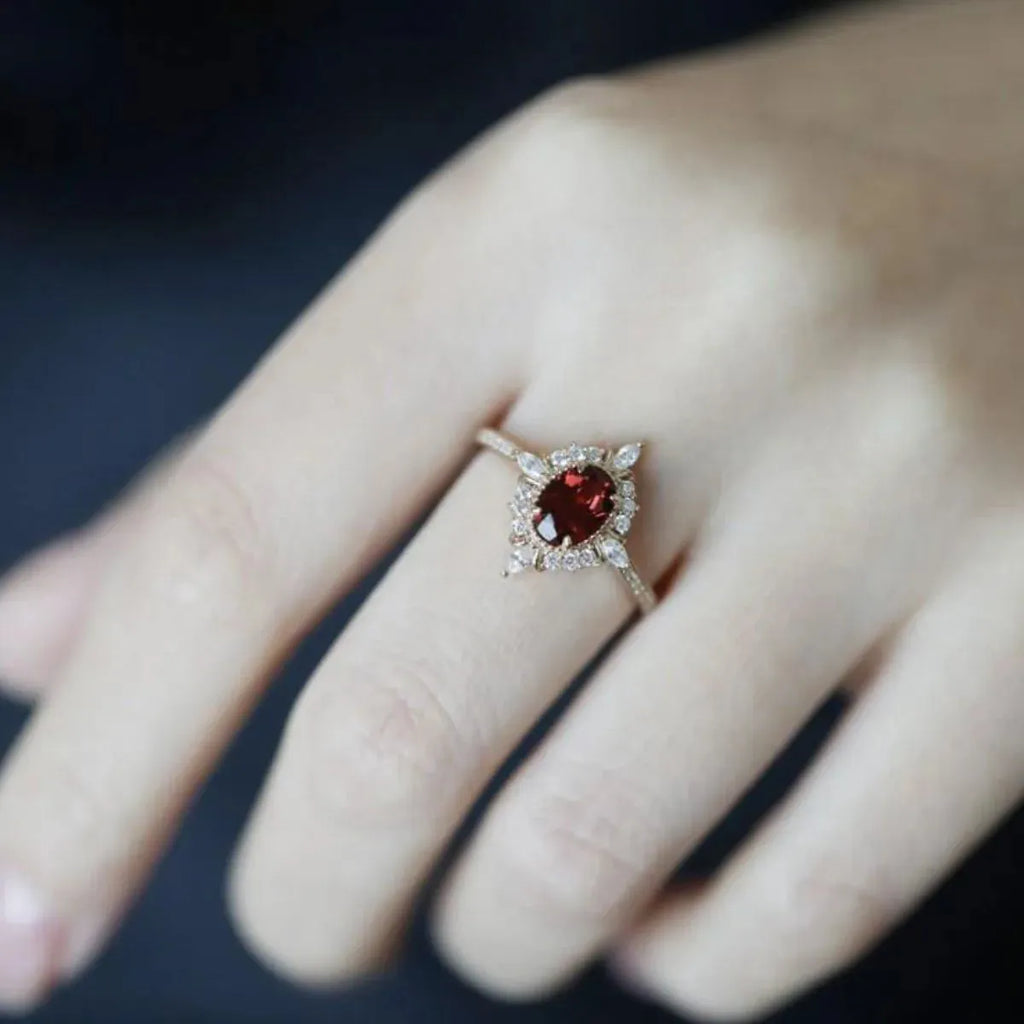 Floral Design Gold-Plated Sterling Silver Zircon Ring