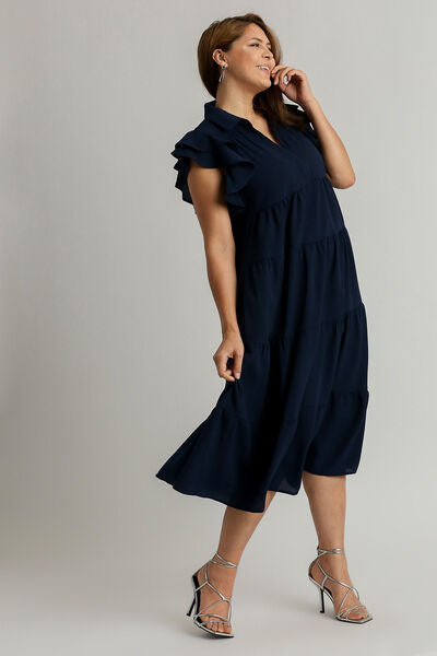 Johnny Collar Ruffle Cap Sleeve Navy Dress That Fits Every Occasion Trendsi