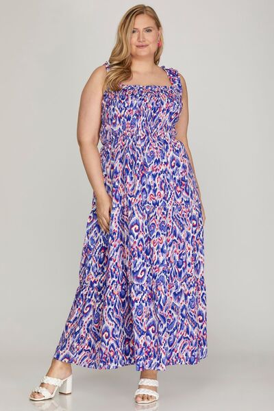 Smocked Printed Wide Strap Tiered Dress - Cute, Comfy and Perfect for Any Occasion Trendsi