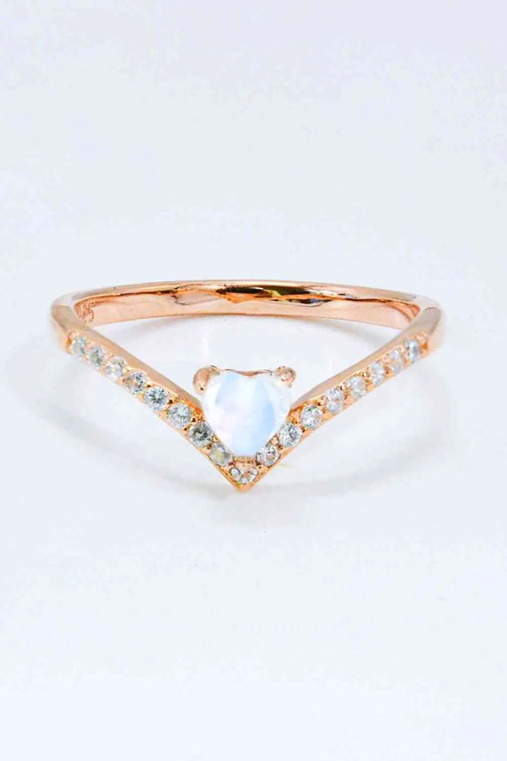 Moonstone Heart Ring - Modern Minimalist Design in S925 Sterling Silver