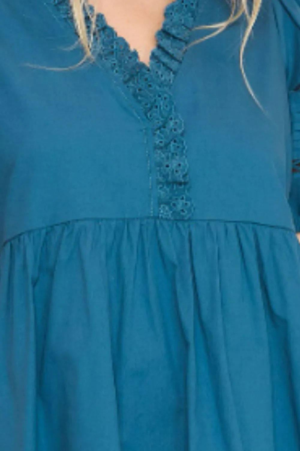 Lace Detail Puff Sleeve Mini Dress