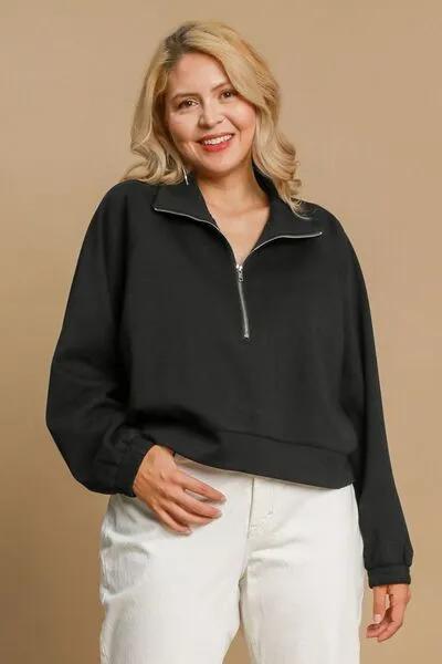 Half Zip Cropped Black Sweatshirt for Women – A Modern Wardrobe Essential