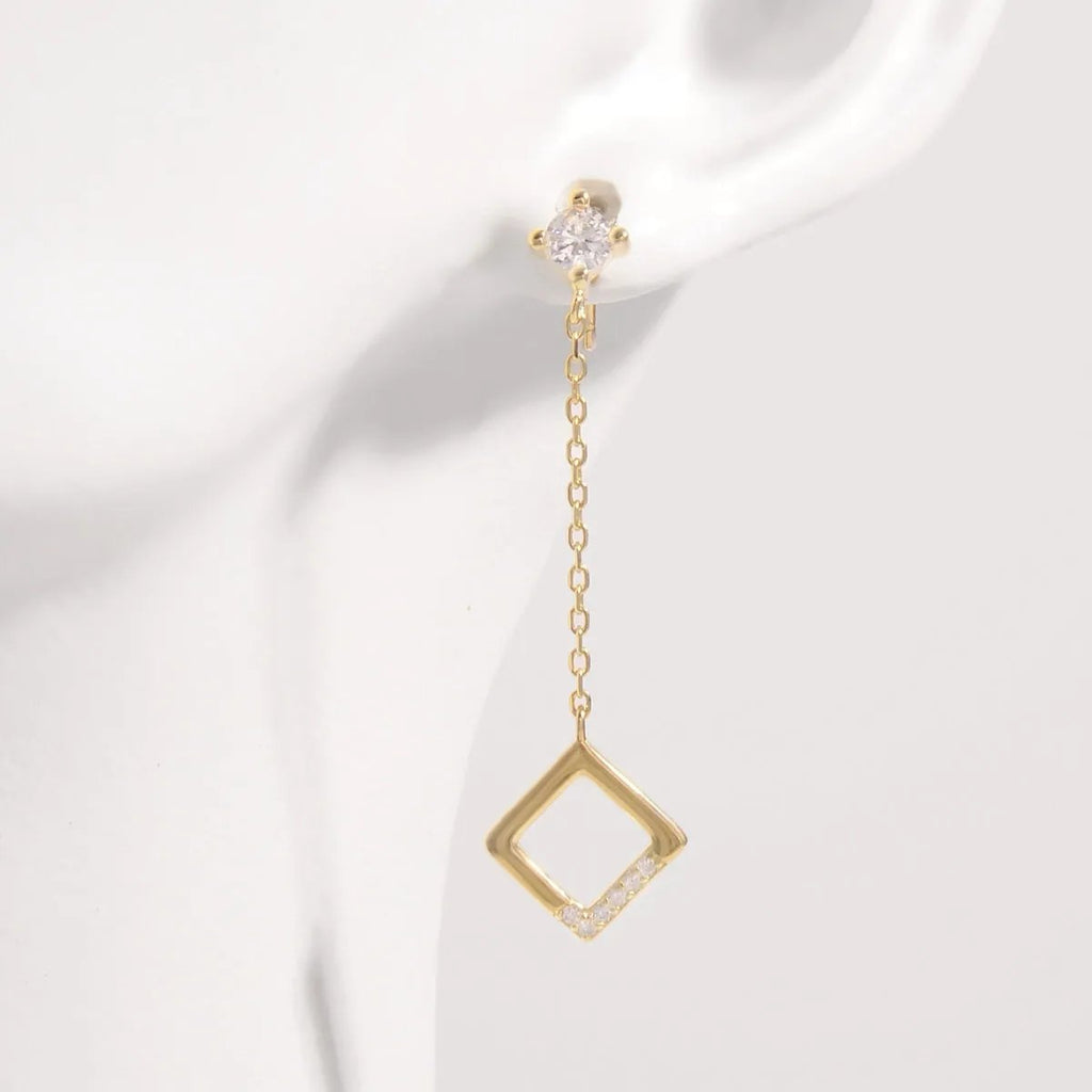 18K Gold-Plated Minimalist Drop Earrings with Zircon Accents